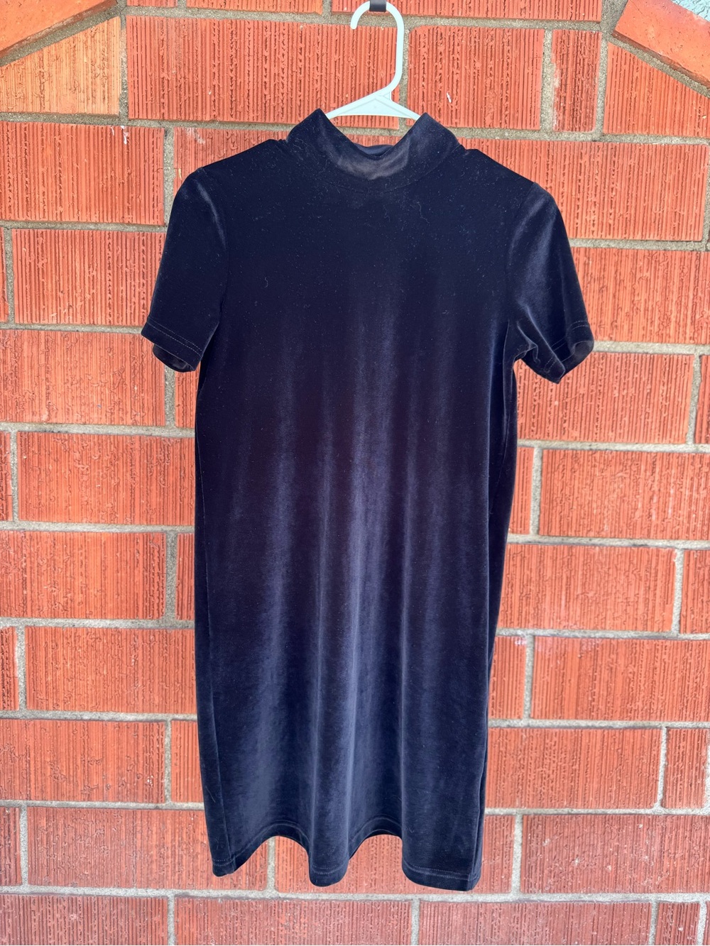 Madewell Black Velvet Mock-Neck Mini Dress